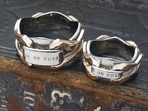 チタンジルコニウムタンタル、プラチナゴールドのメンズ結婚指輪
